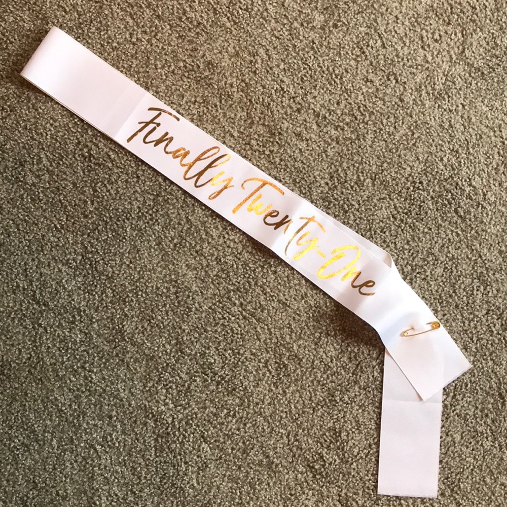 Finally Twenty-One 21st Birthday White & Gold Sash